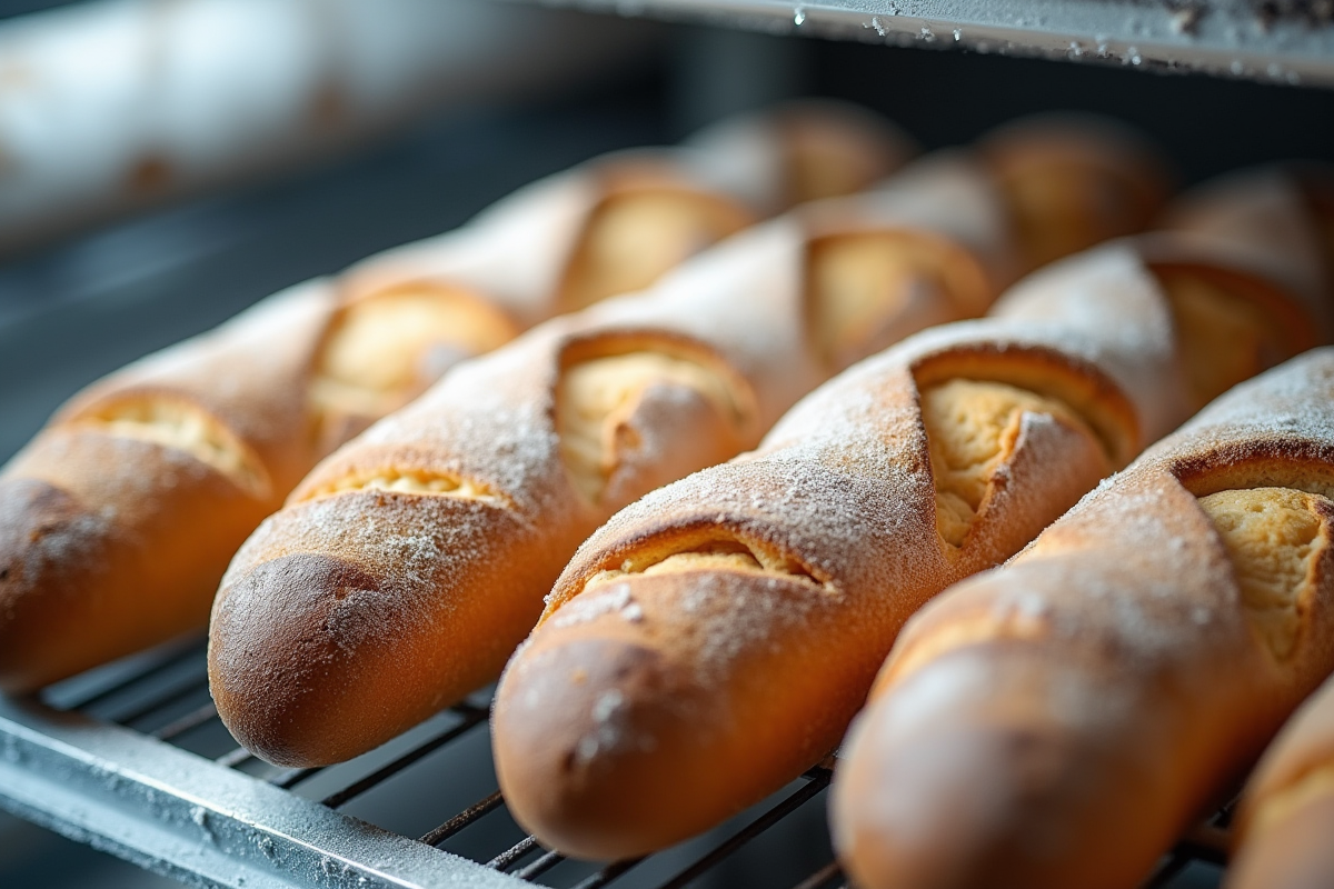 Plusieurs baguettes congelées empilées dans le congélateur