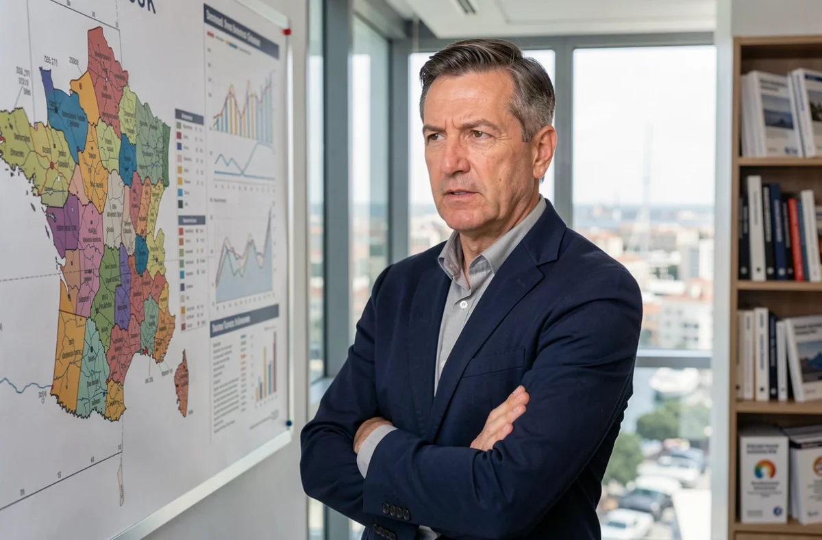 Portrait d'un expert en économie urbaine devant une carte de France illustrant le classement des plus grandes villes françaises
