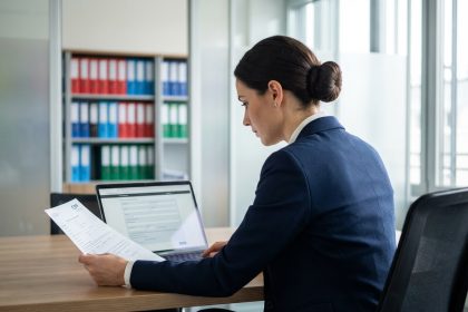 Femme d affaires concentrée à son bureau pour un article sur la gestion administrative