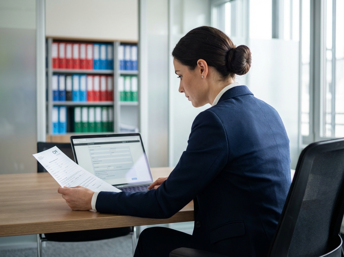 Femme d affaires concentrée à son bureau pour un article sur la gestion administrative