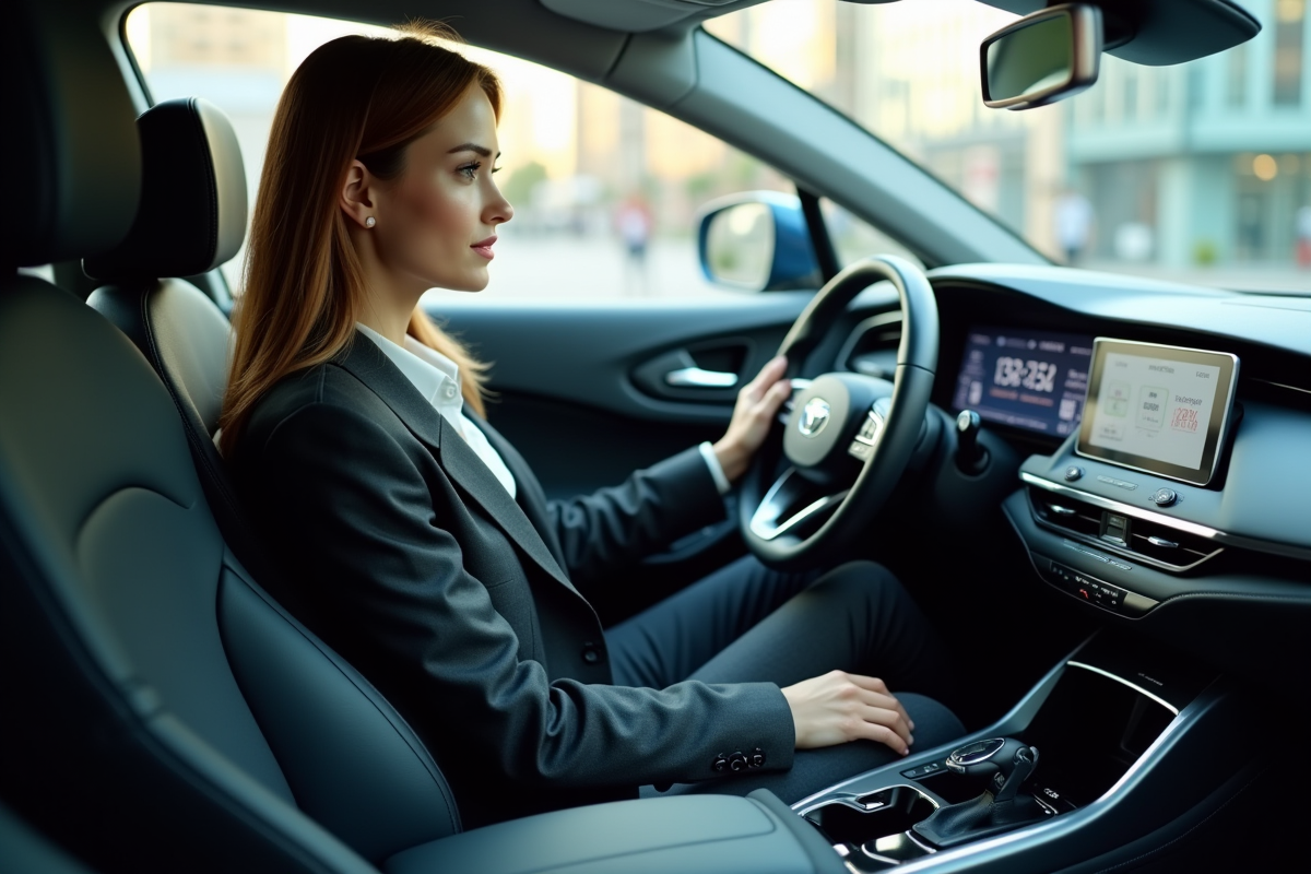 Jeune femme au volant d