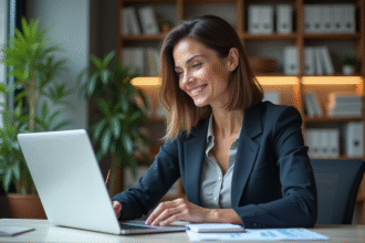 Femme d affaires analysant des graphiques financiers au bureau