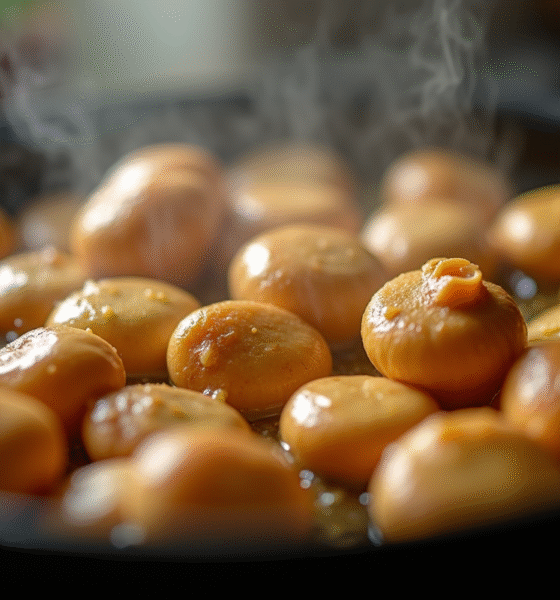 Girolles fraîches sautées au beurre dans une poêle