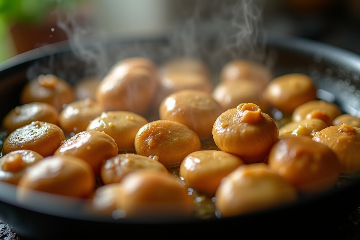 Girolles fraîches sautées au beurre dans une poêle