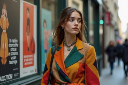 Jeune femme en mode durable dans les rues de Paris