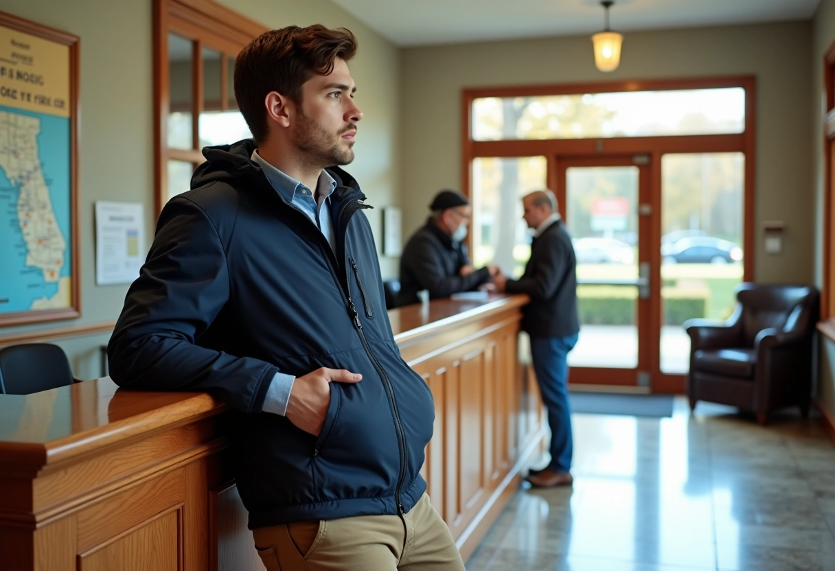 Jeune homme parlant à une réception dans une mairie