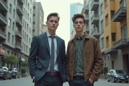 Deux jeunes adultes face a la disparite sociale en ville