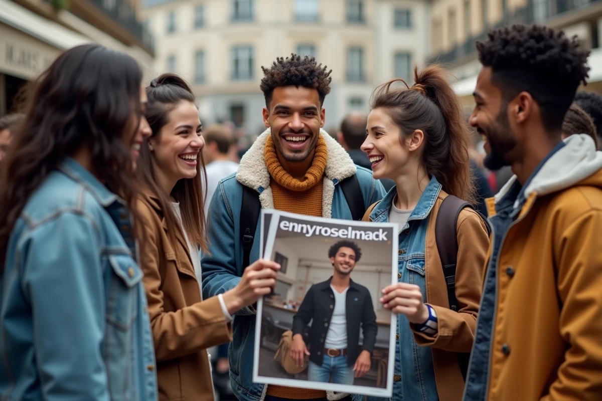 Jeunes divers autour d un magazine à Paris