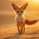 Fennec fox debout sur le sable doré au lever du soleil