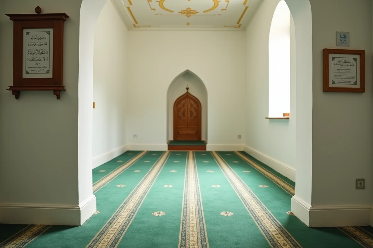 Tableau des horaires de prière affiché à l'intérieur d'une mosquée à Argenteuil