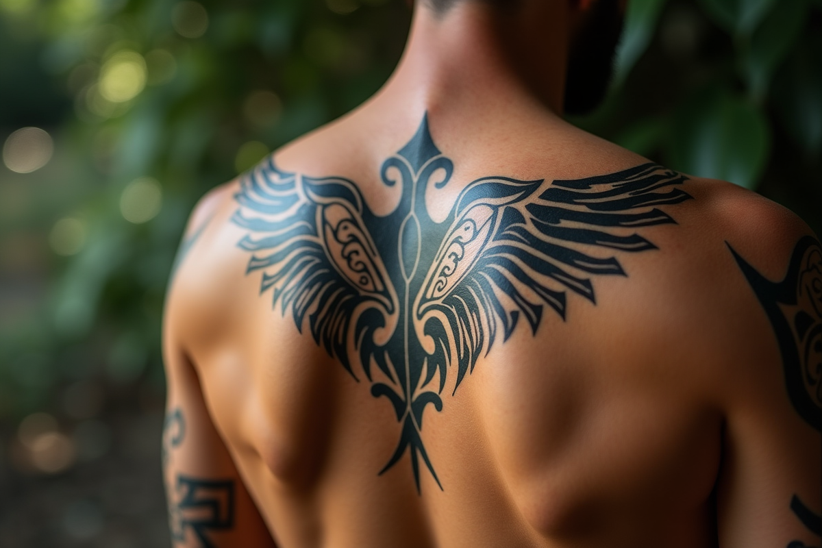 Tatouage tribal ancien sur le dos d